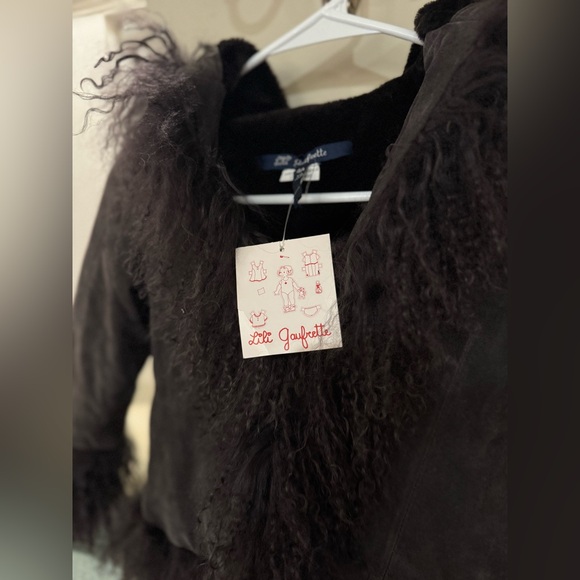 Lili Gaufrette Pig Suede & Tibetan Wool Brown Penny Lane Coat | Size 4Y | NWT - Picture 3 of 6